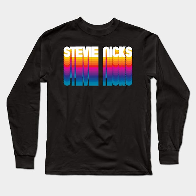 Retro Stevie Personalized Name Gift Retro Rainbow Style Long Sleeve T-Shirt by Time Travel Style